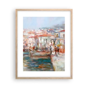 Pôster com moldura de carvalho claro - Férias em pastel - 40x50 cm