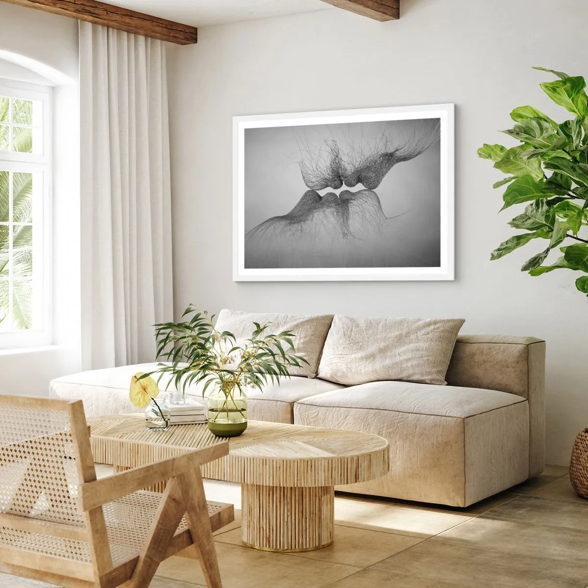 Pôster em moldura branca - O beijo do vento - 100x70 cm