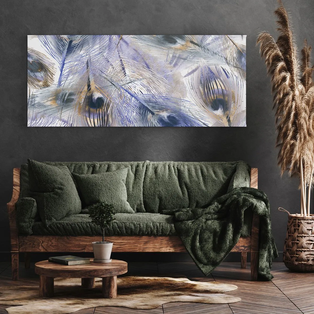 Quadro em tela - Composição do pavão - 100x40 cm