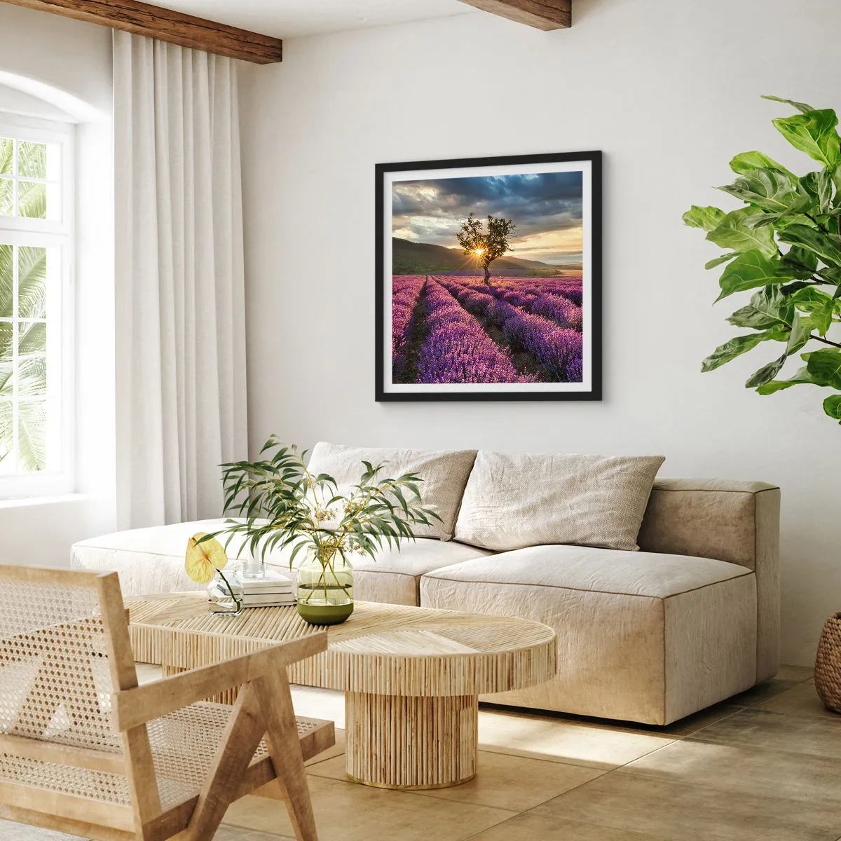 Pôster com moldura preta - Aroma lilás - 50x50 cm