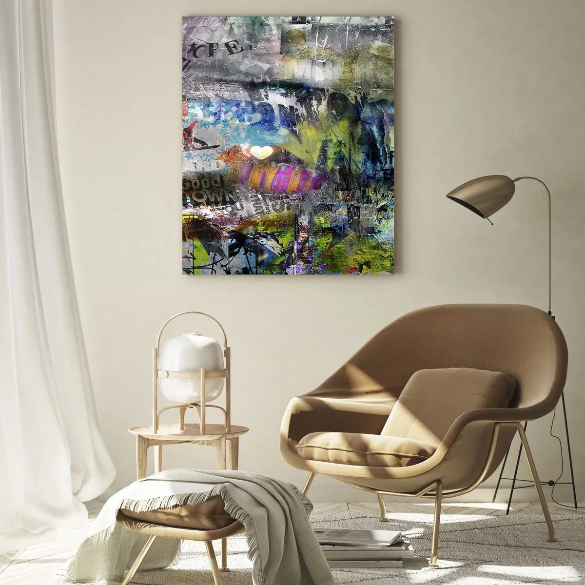 Quadro em vidro - Colagem de memórias - 50x70 cm