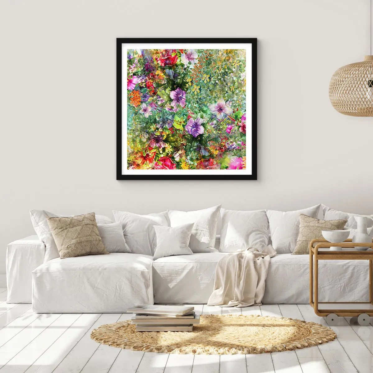 Pôster com moldura preta - Nas flores para a perdição - 30x30 cm