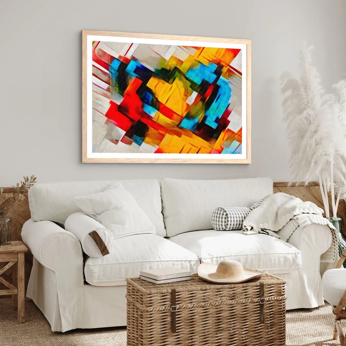 Pôster com moldura de carvalho claro - Camadas multicoloridas - 70x50 cm