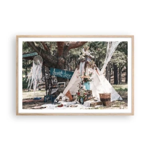 Pôster com moldura de carvalho claro - Make love… - 91x61 cm