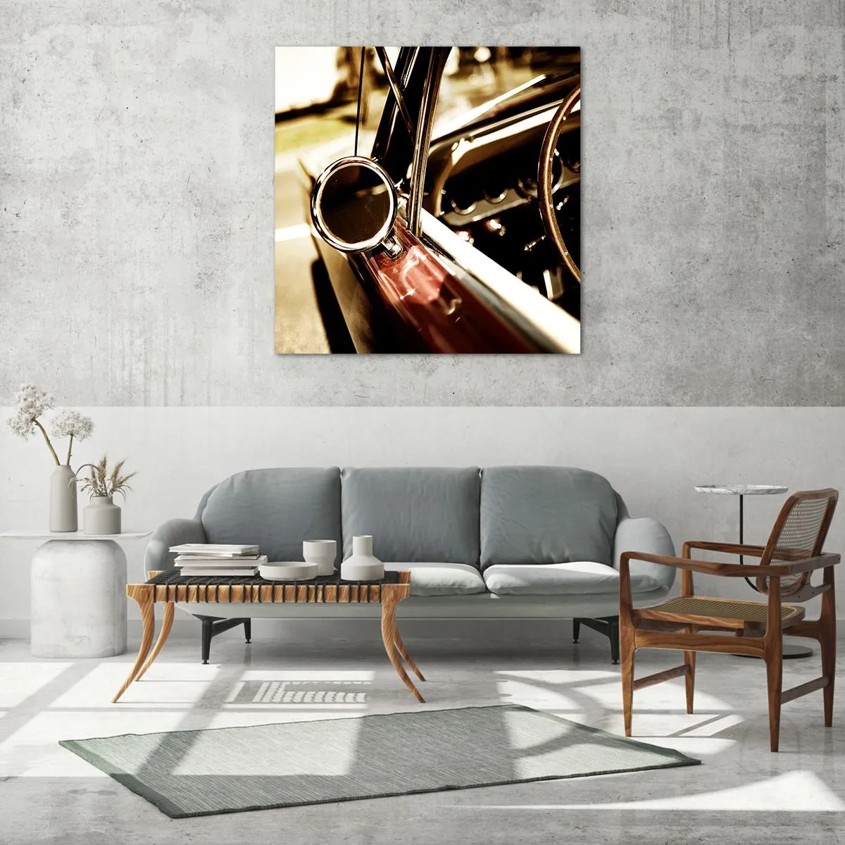 Quadro em vidro - Um carro com alma - 60x60 cm