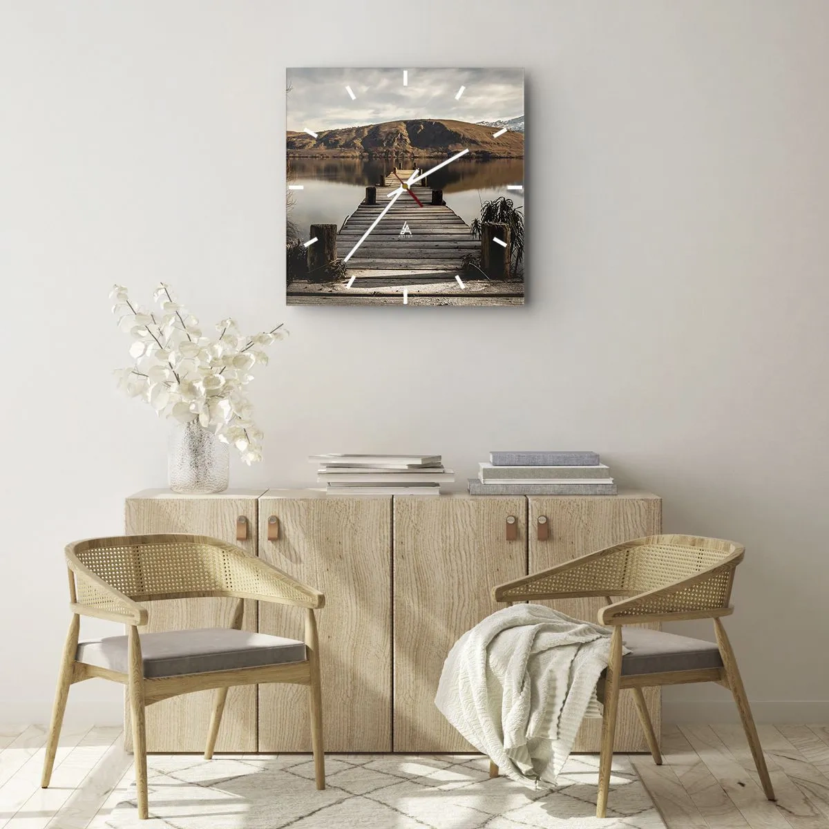 Relógio de parede - Relógio em vidro - Paisagem em silêncio - 30x30 cm