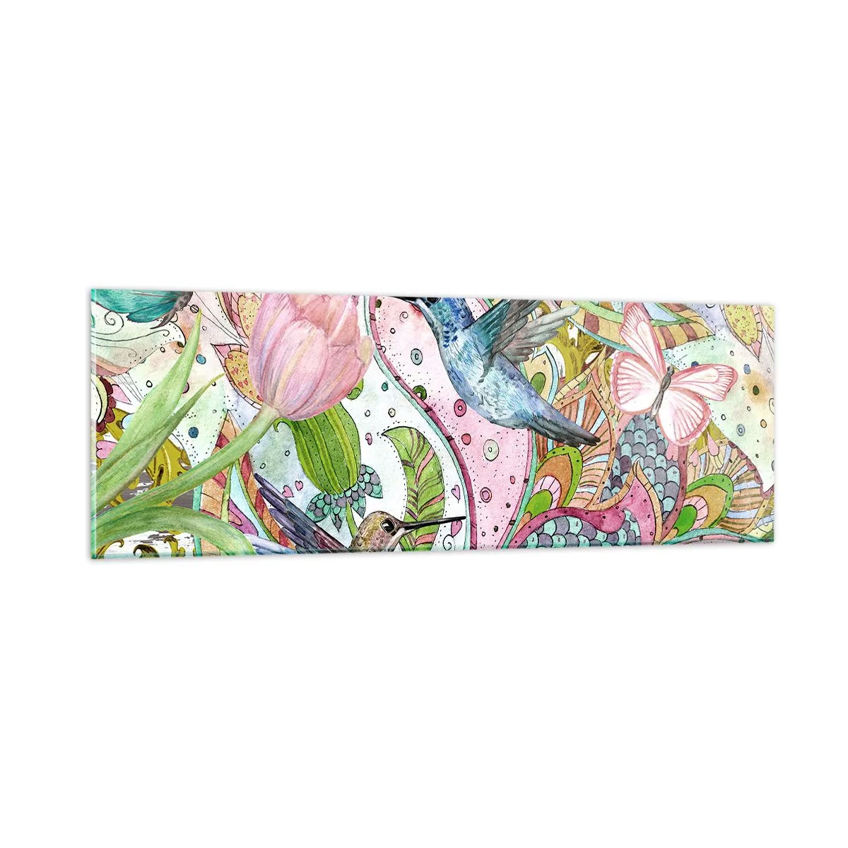 Quadro em vidro - Emaranhados em trepadeiras - 90x30 cm