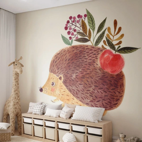 Papel de Parede Premium Canvas - Já gostas de mim - Ouriço, Para crianças, Quarto infantil - 250x175 cm