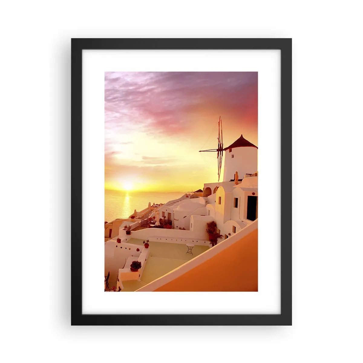 Pôster com moldura preta - Derreter em branco e ouro - 30x40 cm