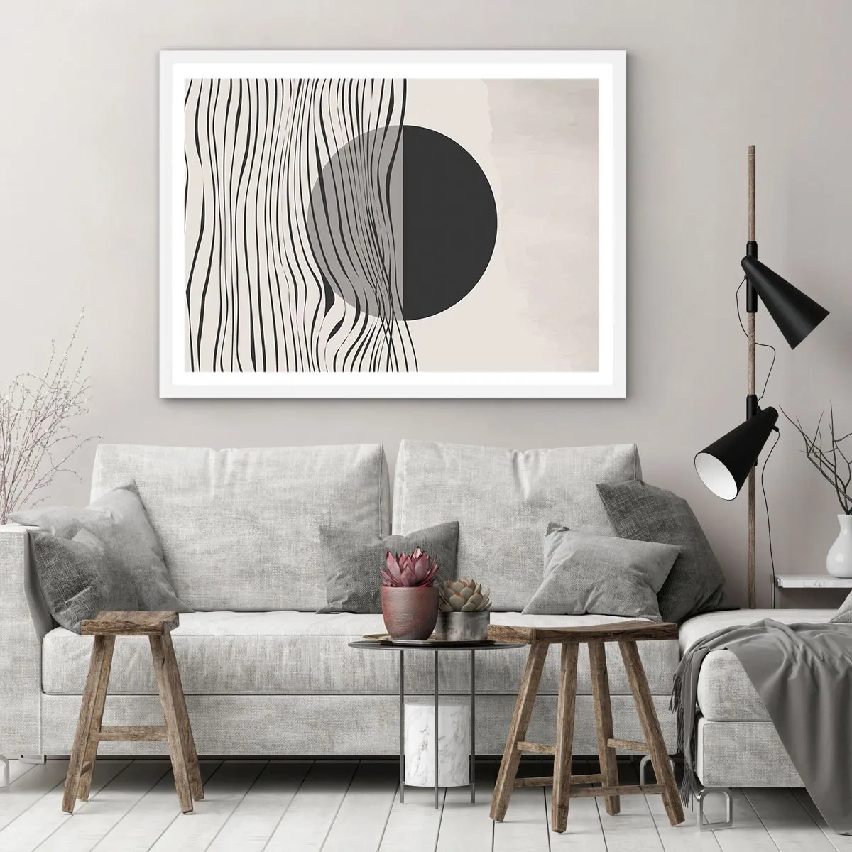 Pôster em moldura branca - Composição da metade - 100x70 cm