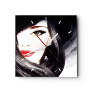 Relógio de parede - Relógio em vidro - Olhar de safira - 40x40 cm