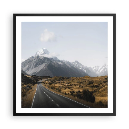 Pôster com moldura preta - O caminho para o coração das montanhas - 60x60 cm