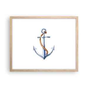 Pôster com moldura de carvalho claro - Ahoy aventura! - 50x40 cm