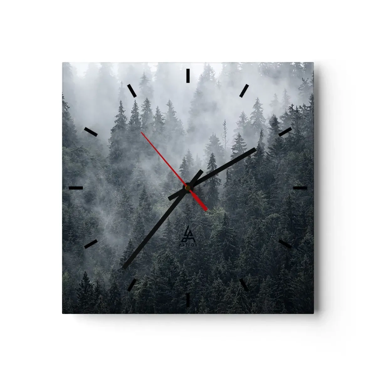 Relógio de parede - Relógio em vidro - O amanhecer da floresta - 30x30 cm