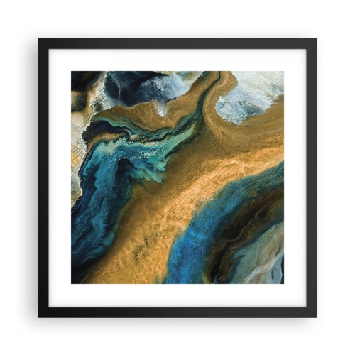 Pôster com moldura preta - Azul – amarelo – influências mútuas - 40x40 cm