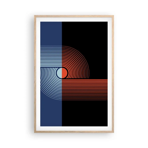 Pôster com moldura de carvalho claro - Num abraço geométrico - 61x91 cm