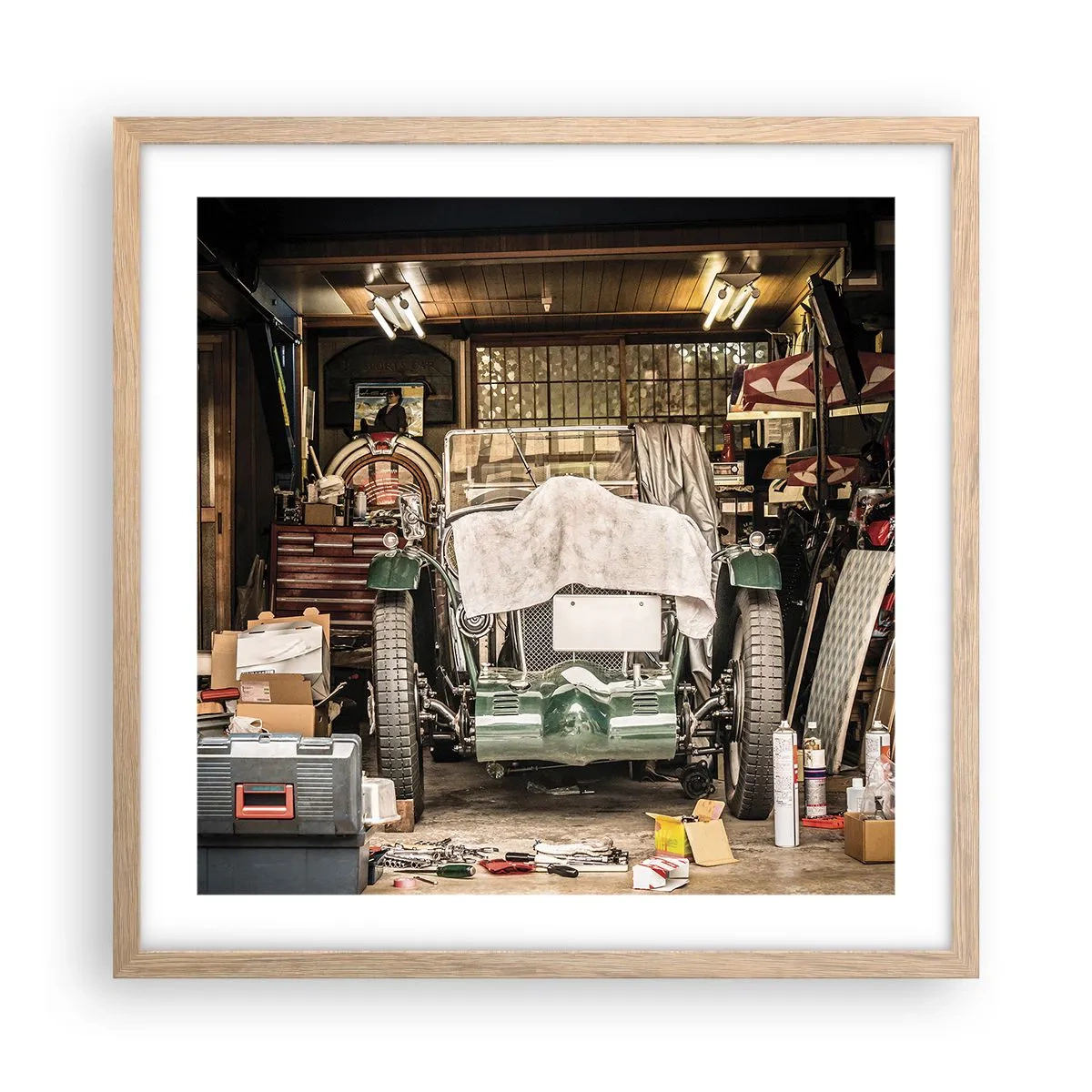 Pôster com moldura de carvalho claro - De volta ao passado - 50x50 cm