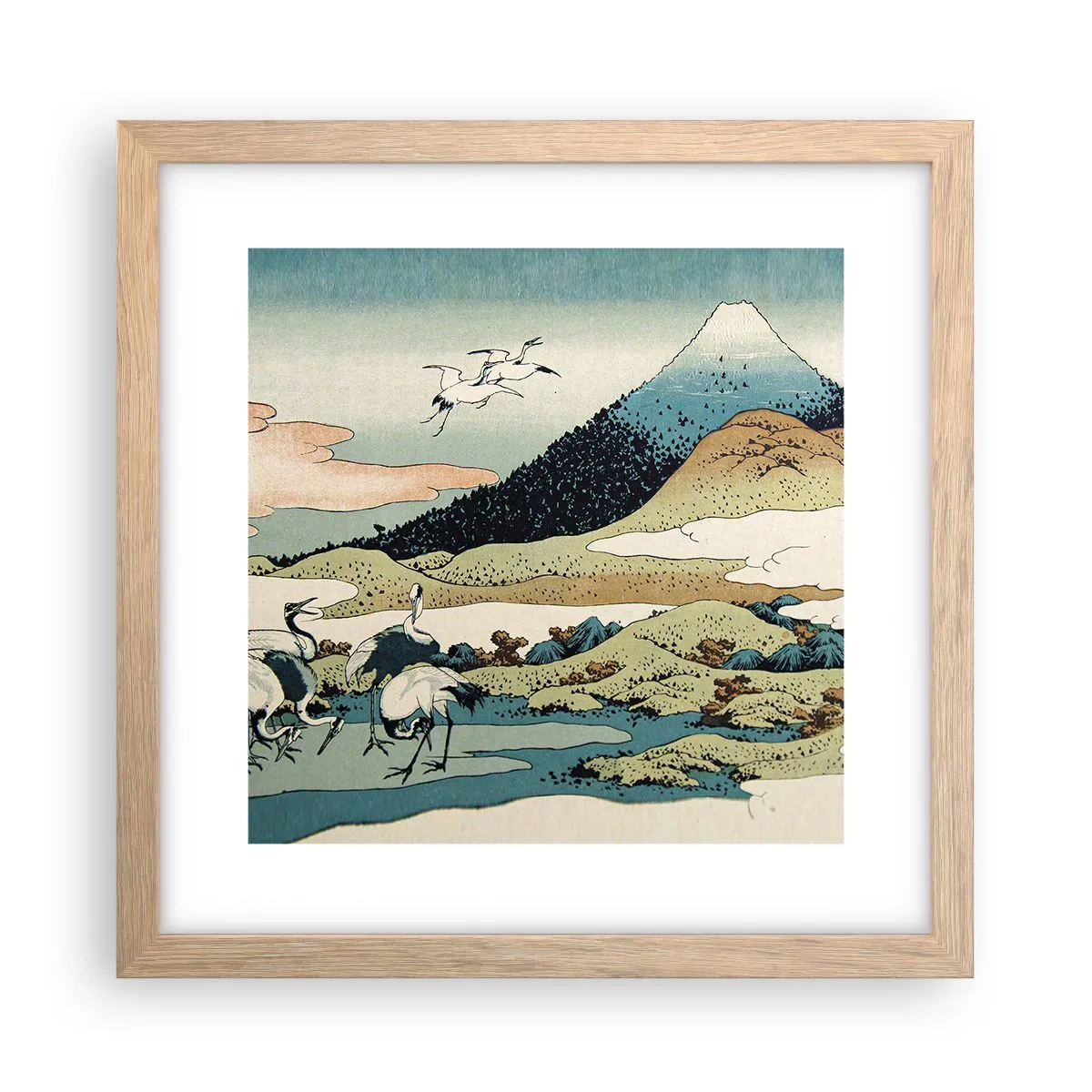 Pôster com moldura de carvalho claro - No espírito japonês - 30x30 cm