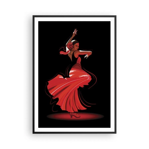 Pôster com moldura preta - O espírito ardente do flamenco - 70x100 cm