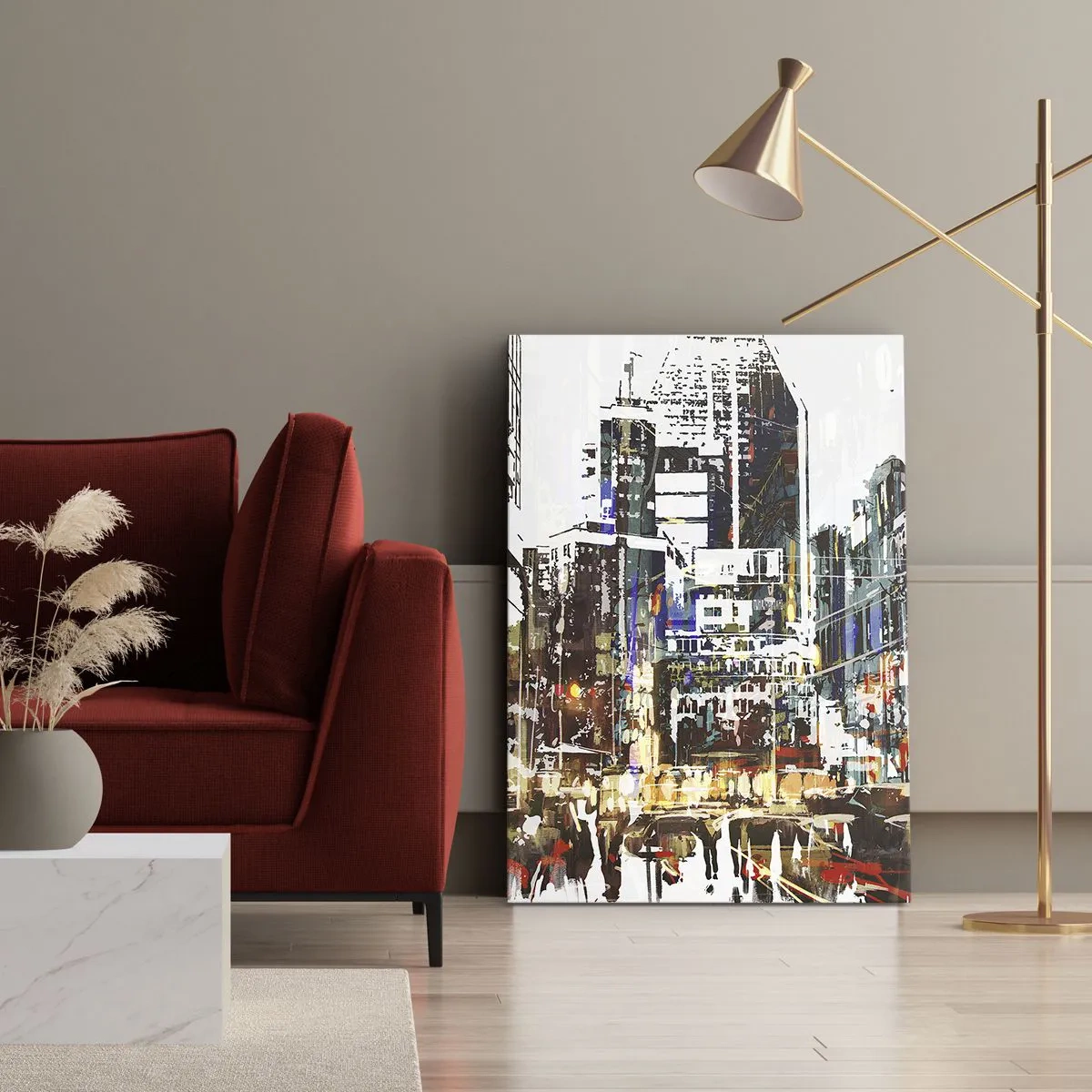 Quadro em tela - Cidade cintilante - 50x70 cm