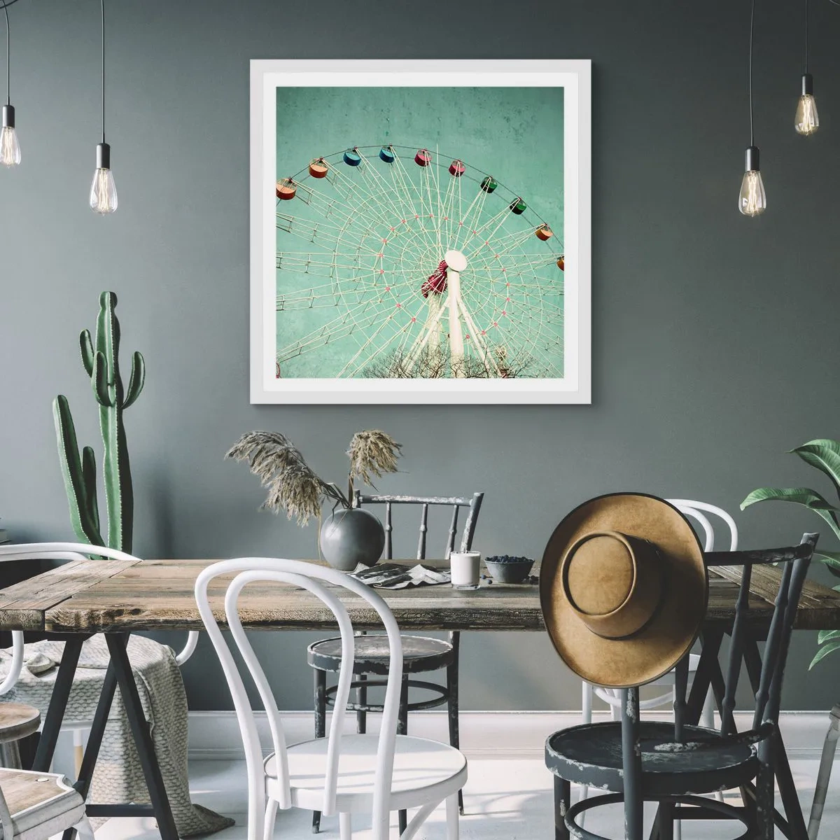 Pôster em moldura branca - Diverte-te - 60x60 cm