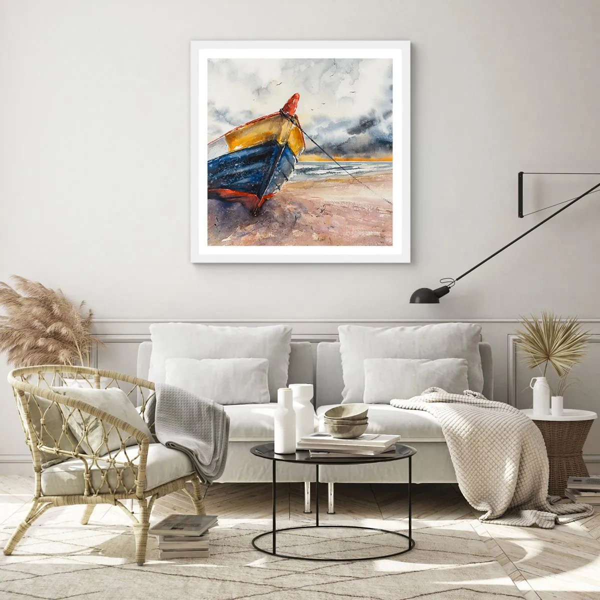 Pôster em moldura branca - Descanse na costa - 60x60 cm