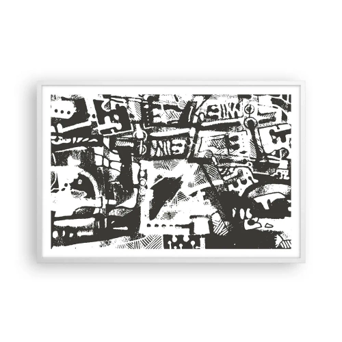 Pôster em moldura branca - Ordem ou caos? - 91x61 cm