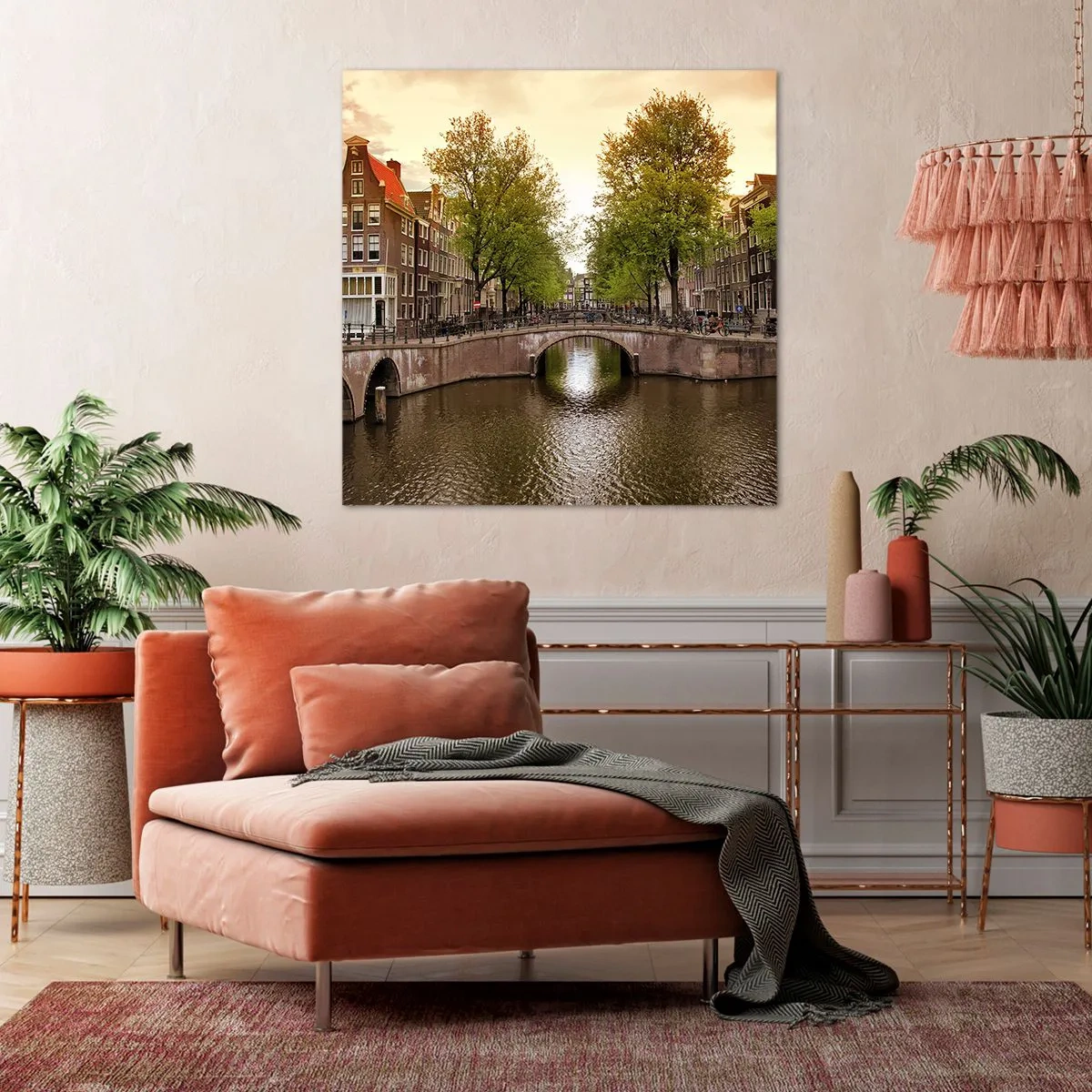 Quadro em tela - De barco ou bicicleta? - 40x40 cm