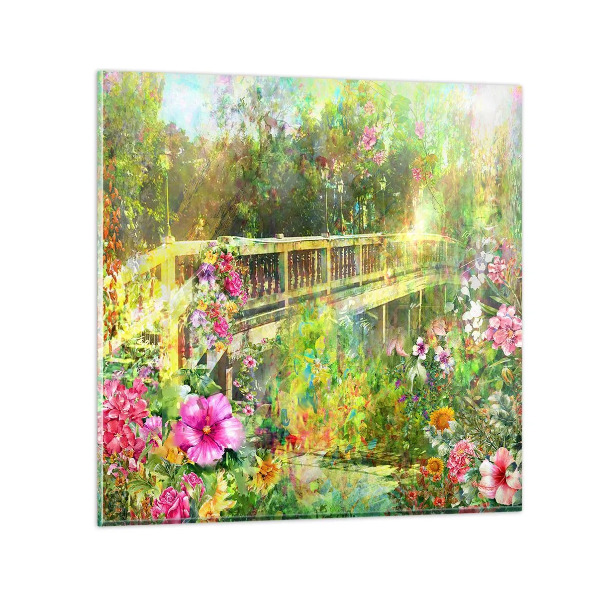 Quadro em vidro - A ponte dos suspiros da primavera - 70x70 cm