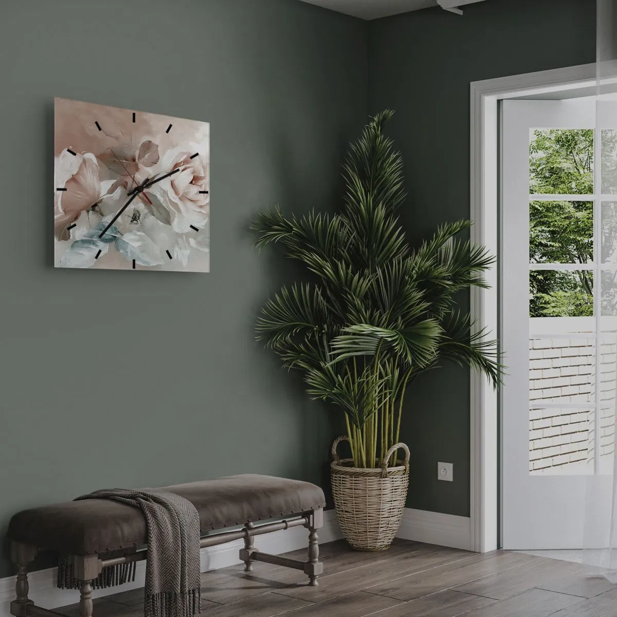 Relógio de parede - Relógio em vidro - O espírito do romantismo - 40x40 cm