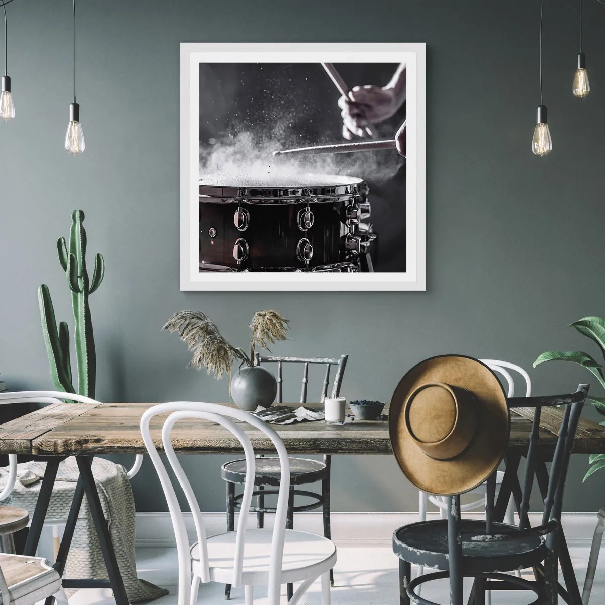 Pôster em moldura branca - Pulso da música - 30x30 cm