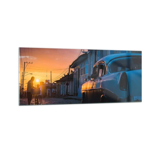 Quadro em vidro - Aqui é onde o tempo abranda - 100x40 cm