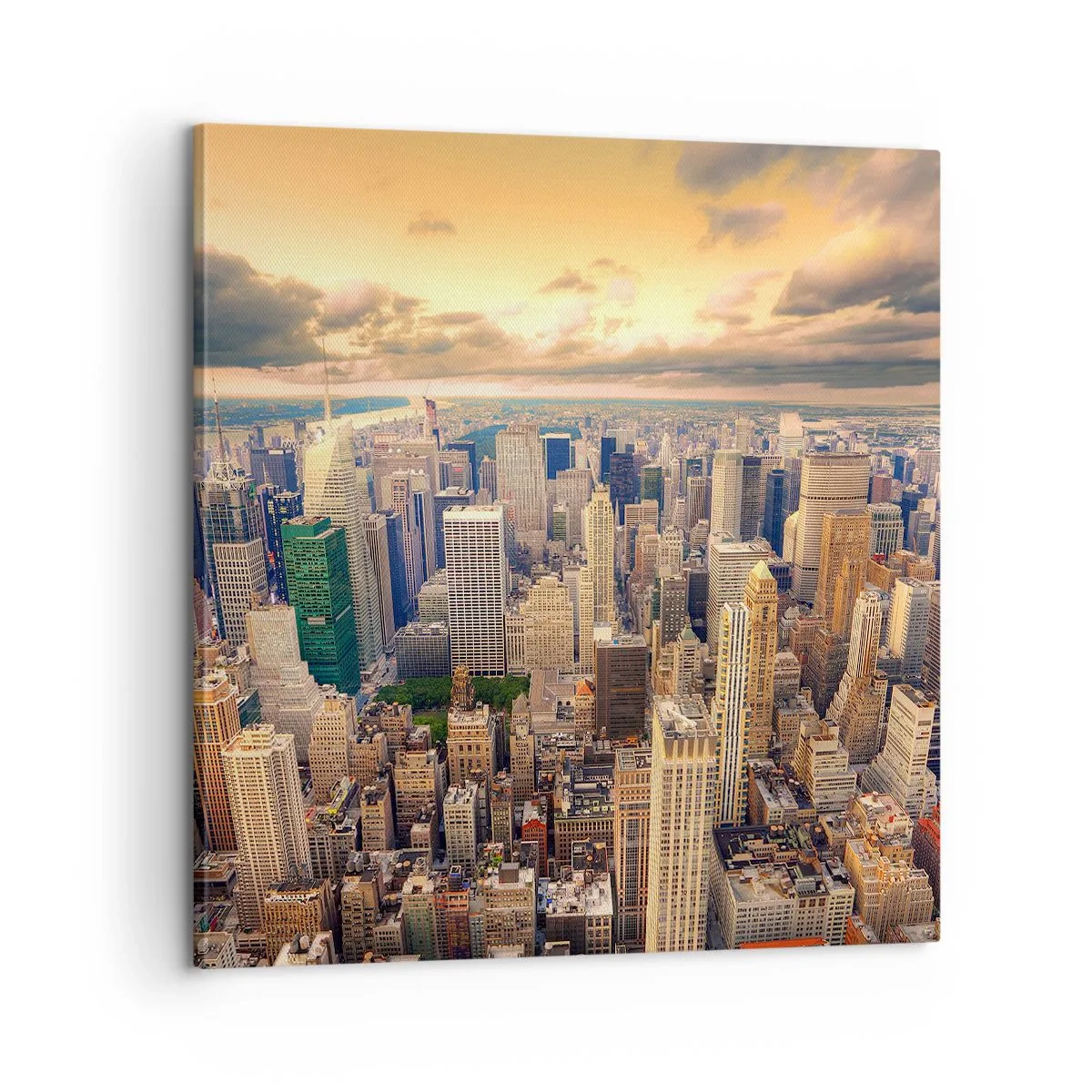 Quadro em tela - Metrópole dourada - 60x60 cm
