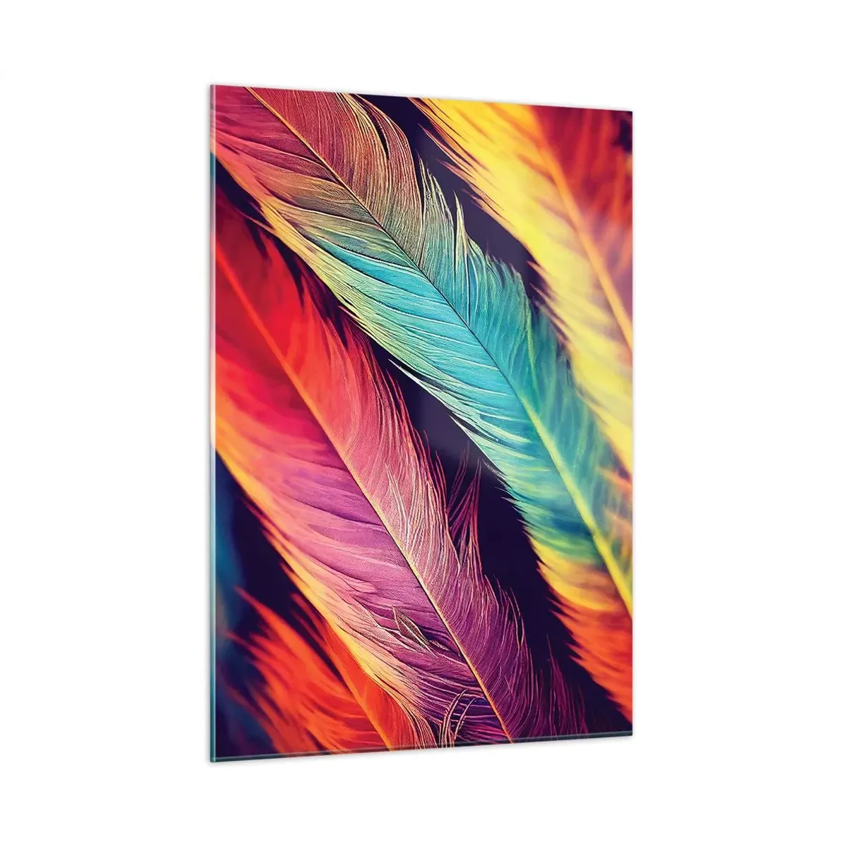 Quadro em vidro - Arco-íris emplumado - 50x70 cm