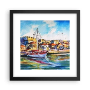 Pôster com moldura preta - Tarde de arco-íris - 30x30 cm