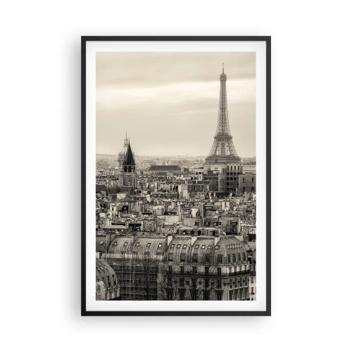 Pôster com moldura preta - Sobre os telhados de Paris - 61x91 cm