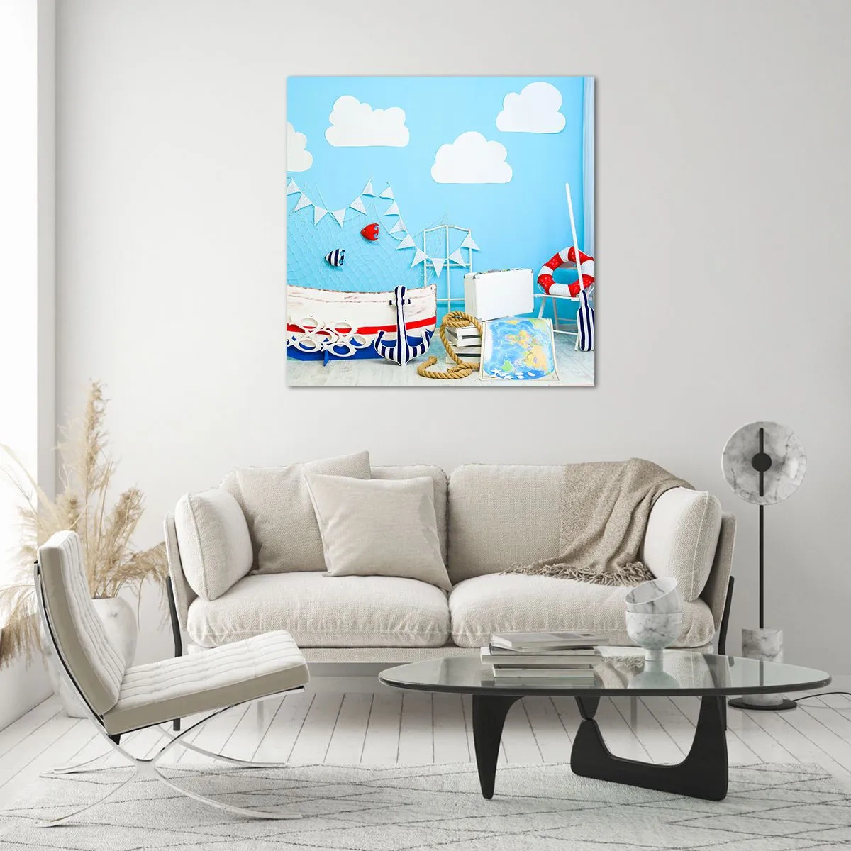 Quadro em vidro - Saudade infantil da aventura - 50x50 cm