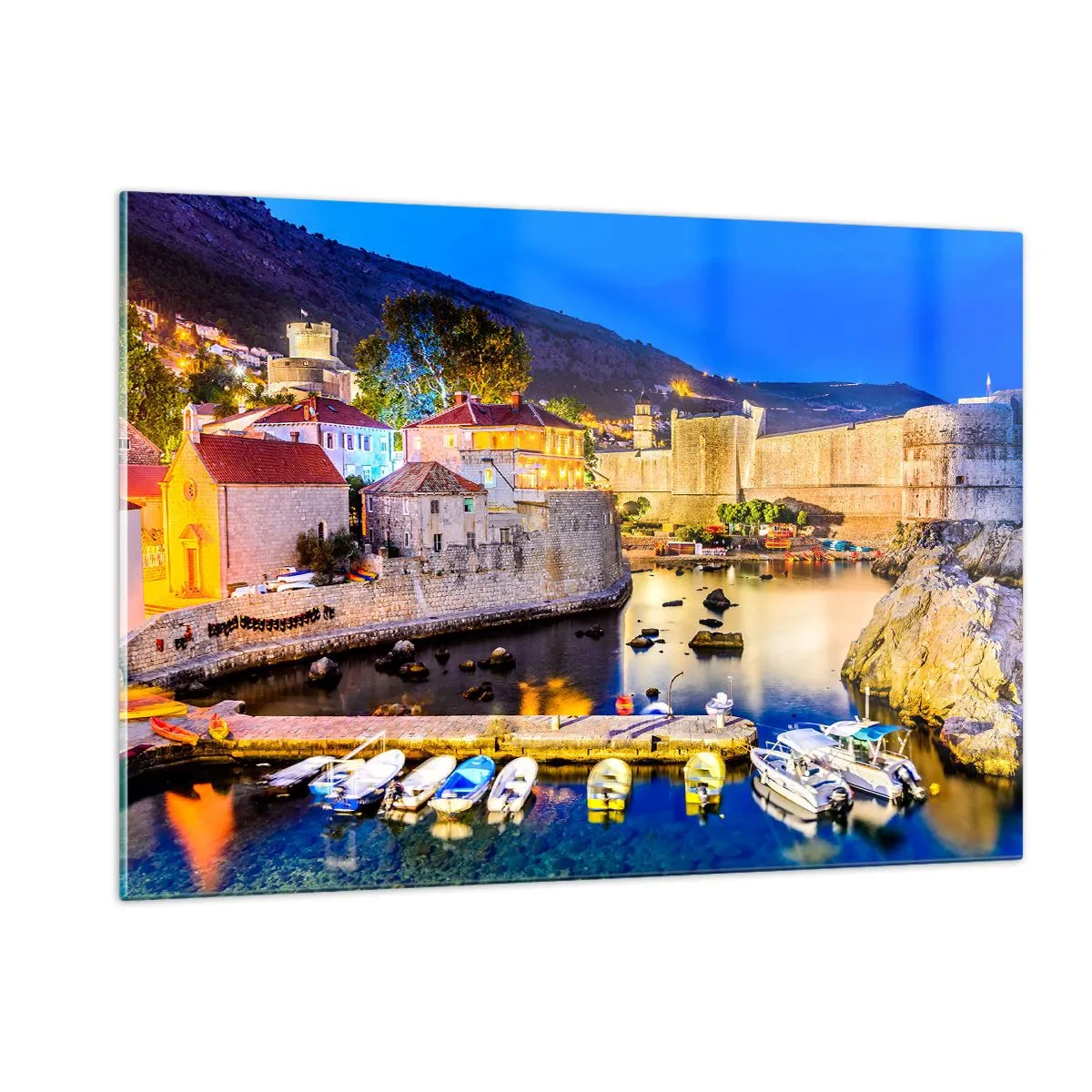 Quadro em vidro - Uma noite bem iluminada no Adriático - 120x80 cm