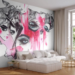 Papel de Parede Premium Sand - , - Olho de mulher, Rosto de mulher, Pedaço - 100x70 cm