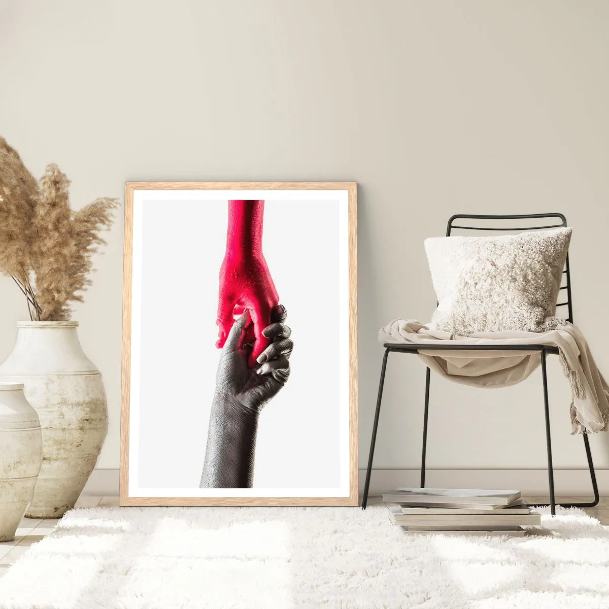 Pôster com moldura de carvalho claro - Juntos, mas diferentes - 40x50 cm