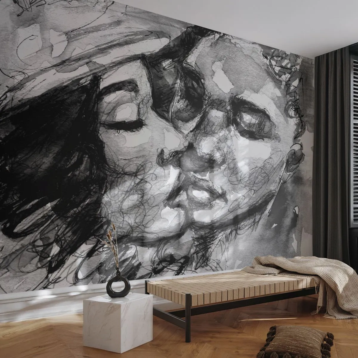 Papel de Parede Standard Eco - Um momento de ternura - Beijos, Amor, Amantes - 250x175 cm