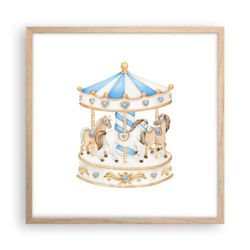 Pôster com moldura de carvalho claro - Doce infância - 50x50 cm