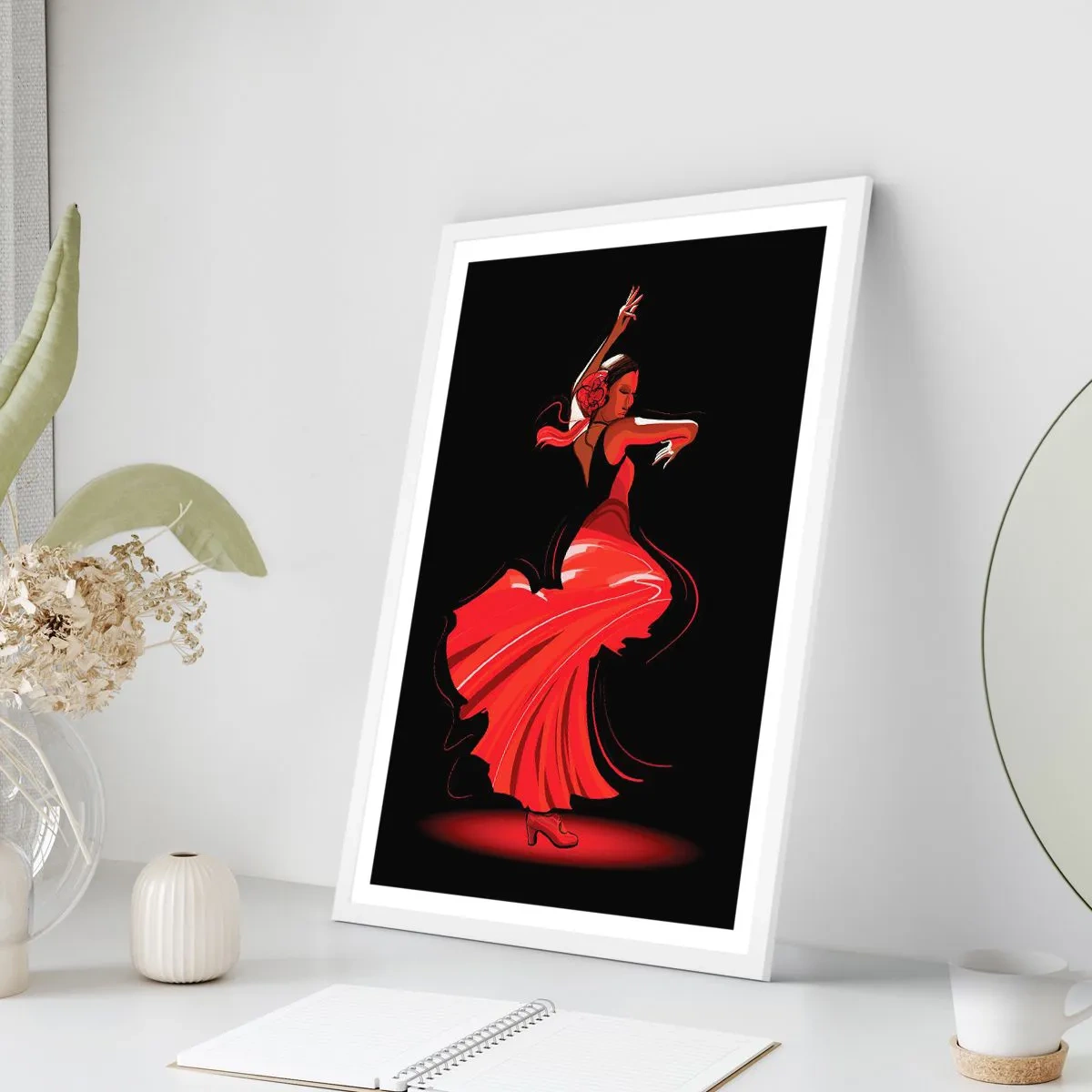 Pôster em moldura branca - O espírito ardente do flamenco - 30x40 cm
