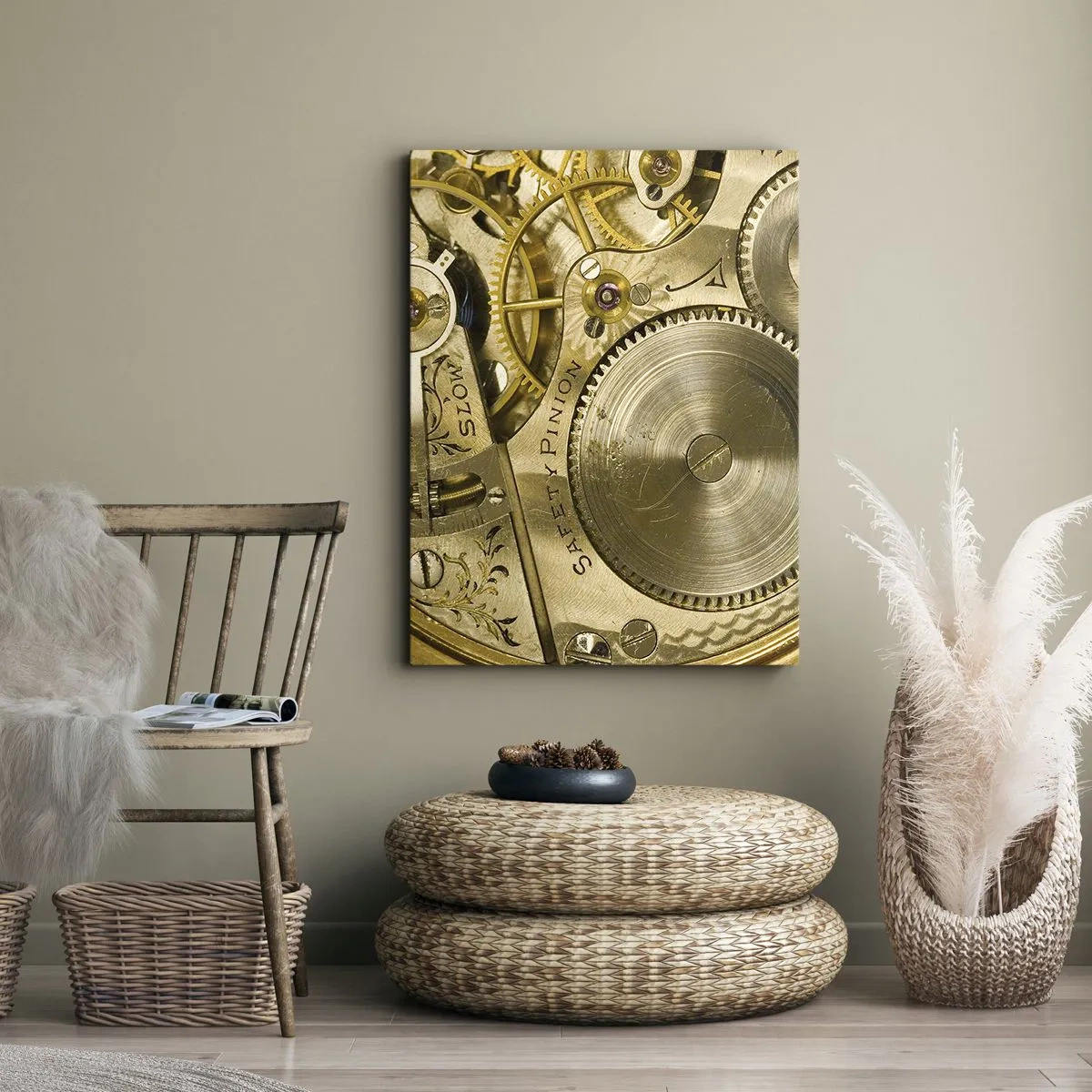 Quadro em tela - Mova-se com o tempo - 65x120 cm