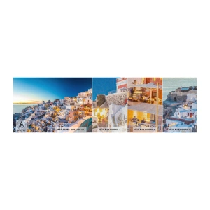 Amostra de papel de parede Premium Canvas - A essência grega - Santorini, Arquitetura, Grécia - 100x30 cm