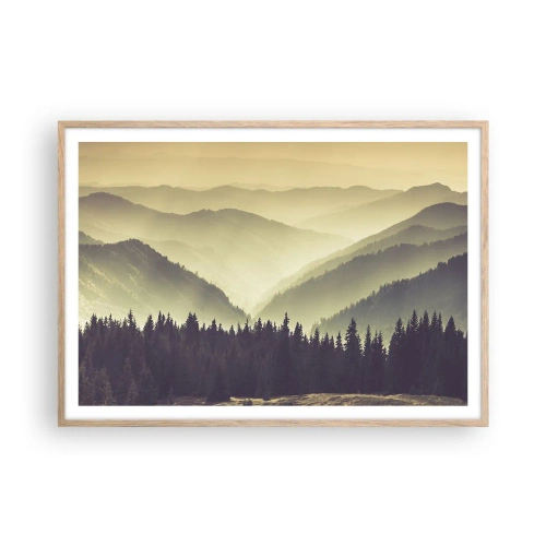Pôster com moldura de carvalho claro - Atrás das sete montanhas... - 100x70 cm
