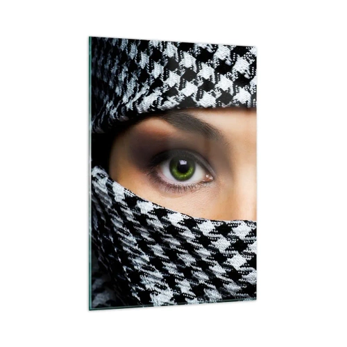 Quadro em vidro - Retrato de uma beleza velada de olhos verdes - 80x120 cm