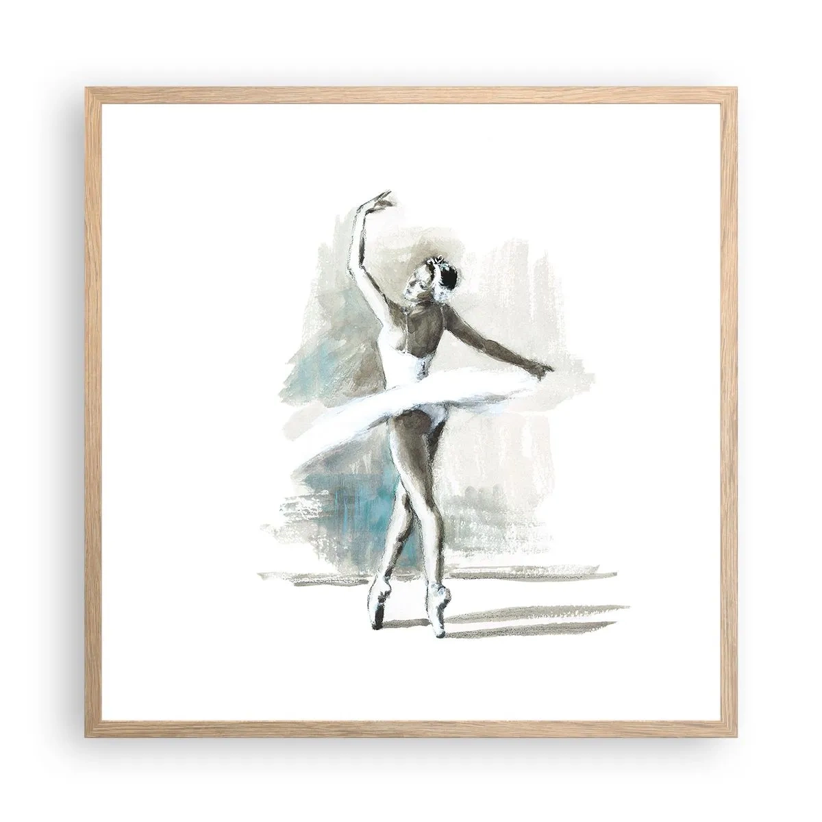 Pôster com moldura de carvalho claro - Encantada num cisne - 60x60 cm