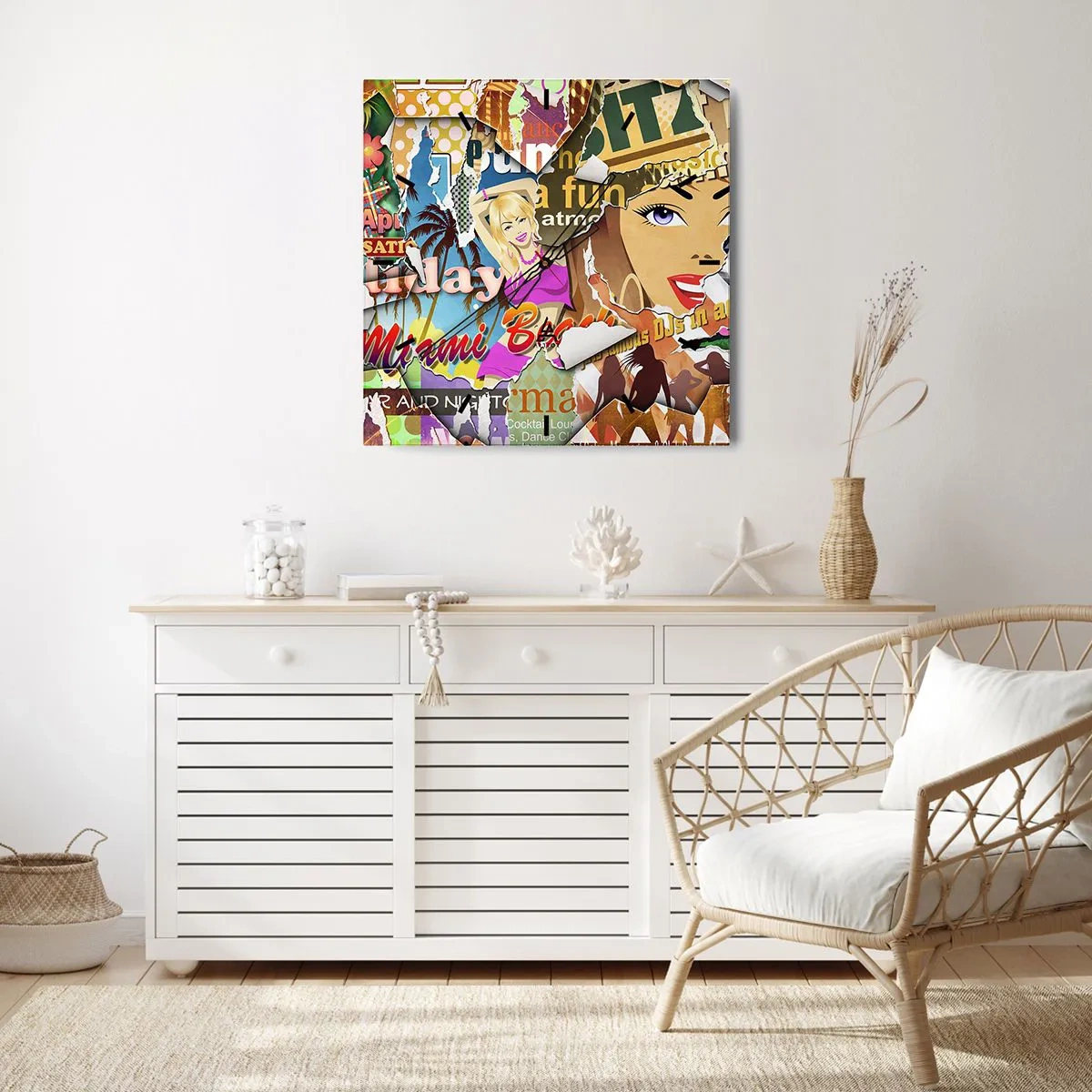 Relógio de parede - Relógio em vidro - Flashbacks das férias - 40x40 cm