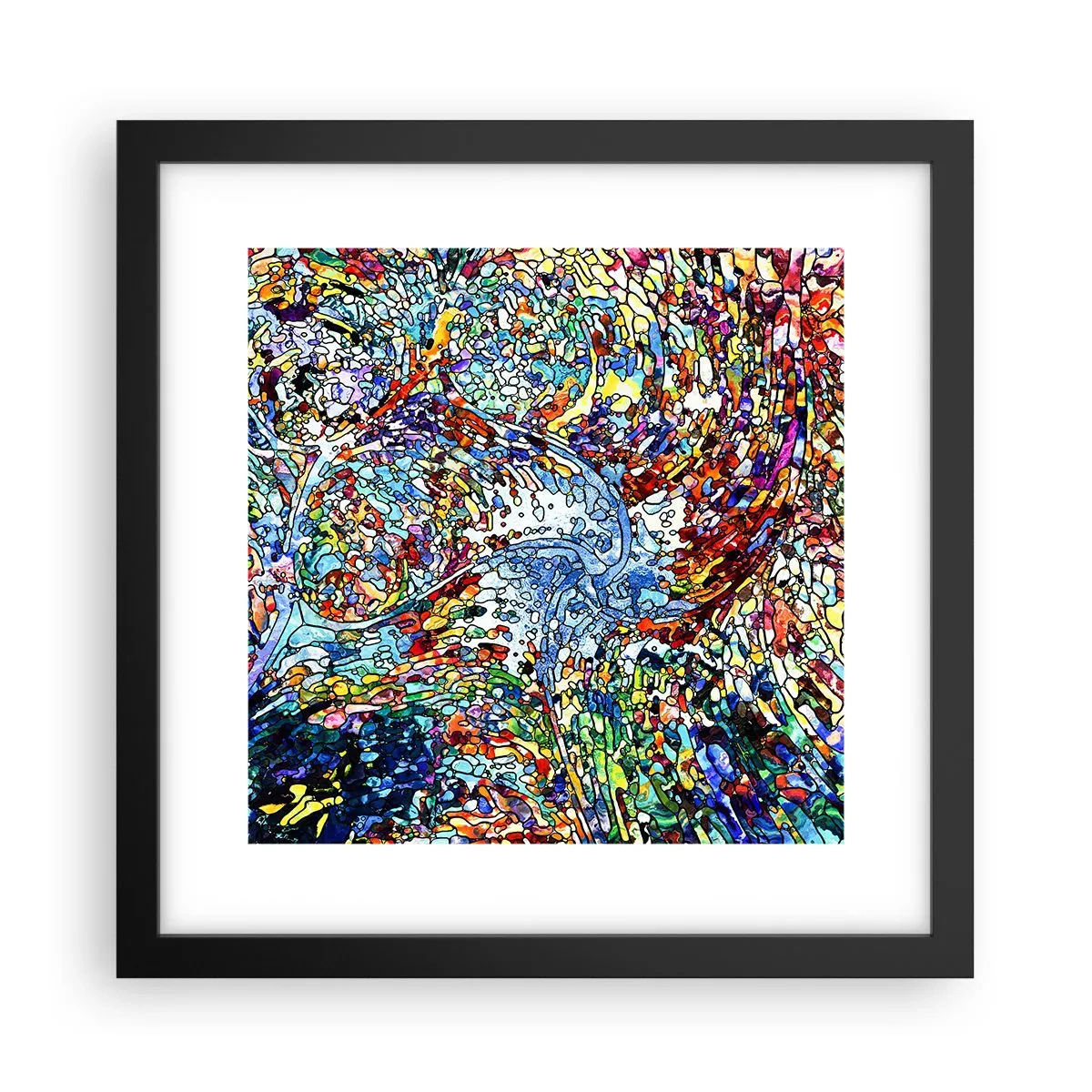 Pôster com moldura preta - Vitrais gotejantes - 30x30 cm